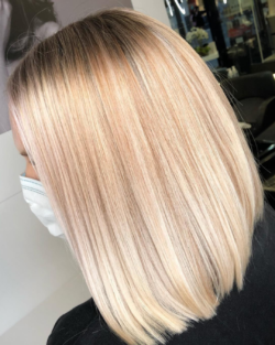 A straight blonde lob by Rush in Maidstone.