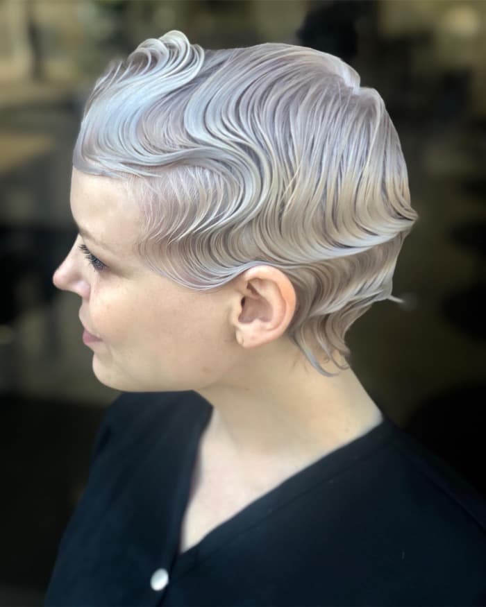 Blonde Pixie Cut with Waves