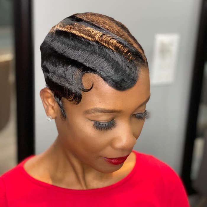 Short Black Finger Waves