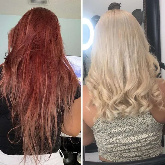 dying red hair blonde with box dye